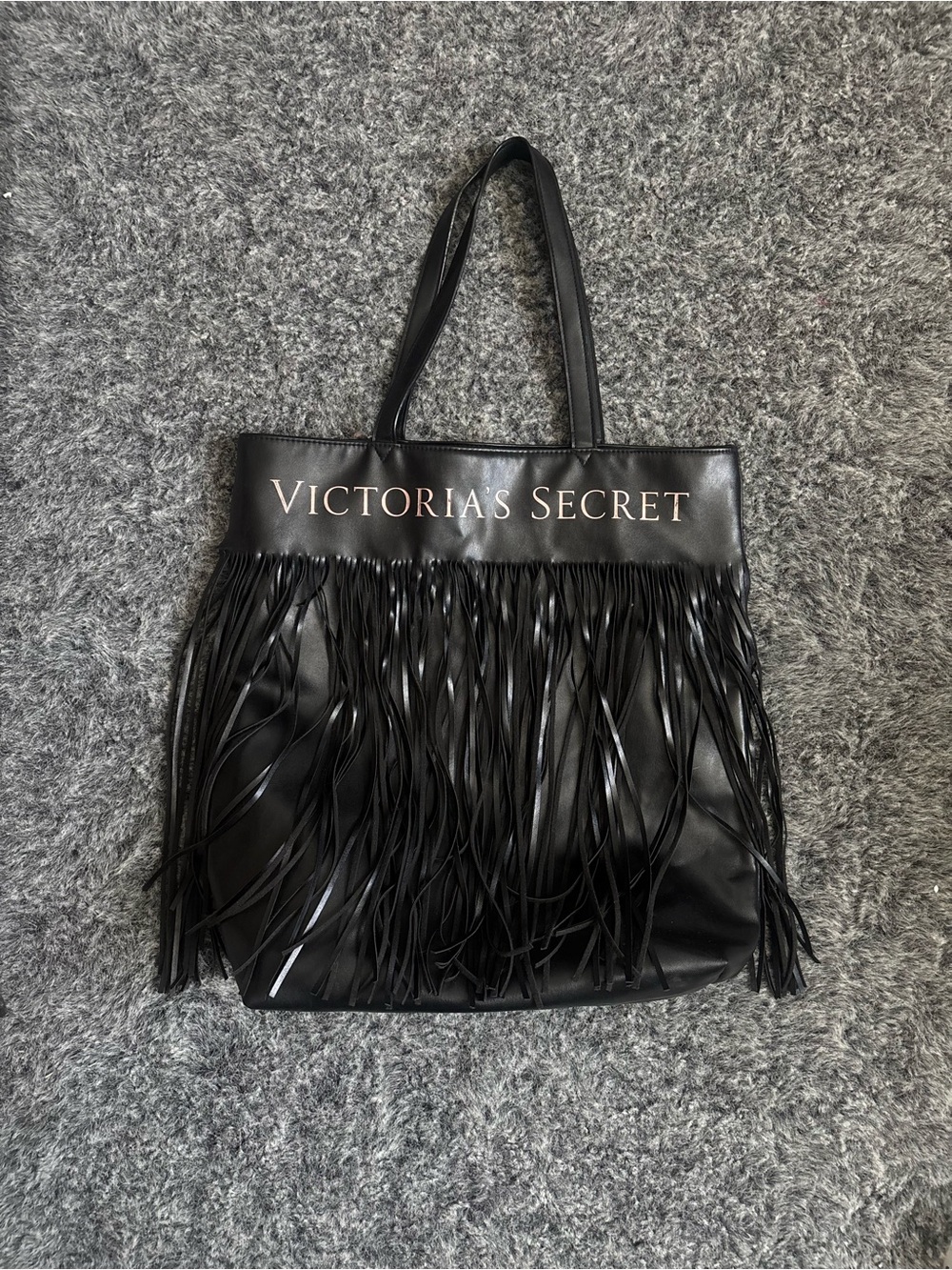 Victoria's Secret Black Fringe Logo Tote